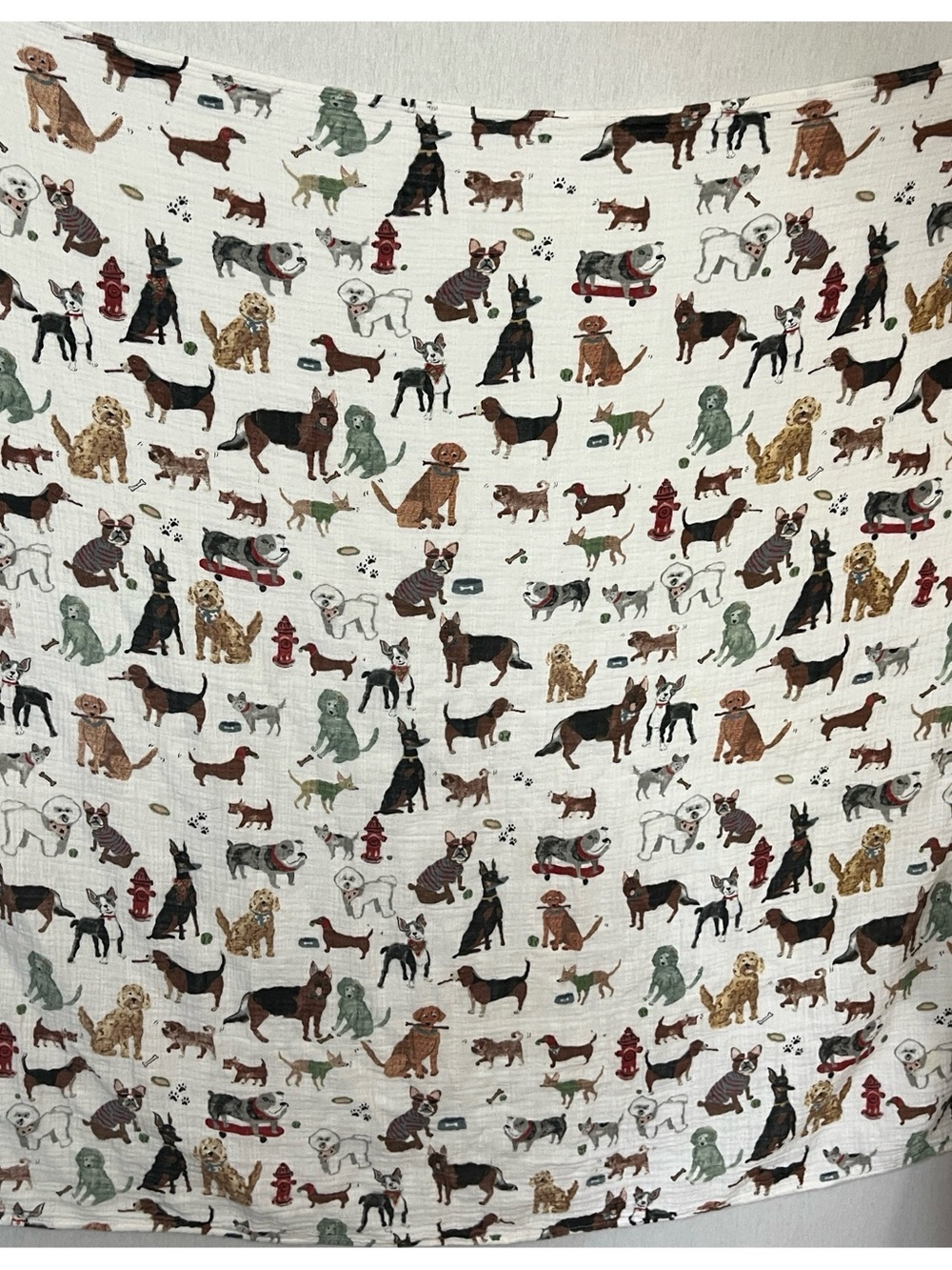 Little Unicorn Woof Dog Print Cotton Muslin Swaddle Blanket Cream